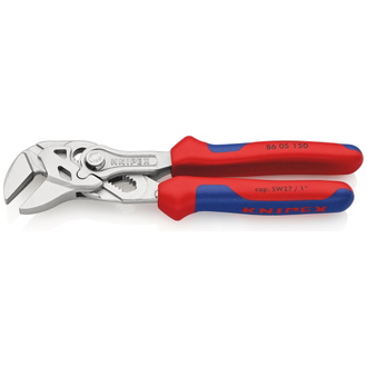 Knipex Zangenschlüssel Zange und Schraubenschlüssel in einem Werkzeug, mit Mehrkomponenten-Hüllen, verchromt 150 mm (SB-Karte/Blister)