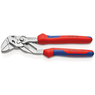 Knipex Zangenschlüssel Zange und Schraubenschlüssel in einem Werkzeug, mit Mehrkomponenten-Hüllen, verchromt 180 mm