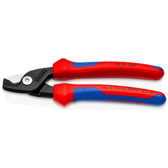 Knipex StepCut Kabelschere, mit Mehrkomponenten-Hüllen, brüniert, 160 mm