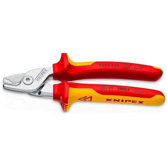 Knipex StepCut Kabelschere isoliert mit Mehrkomponenten-Hüllen, VDE-geprüft verchromt 160 mm