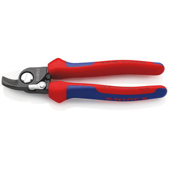 Knipex Kabelschere mit Öffnungsfeder, mit Mehrkomponenten-Hüllen, brüniert, 180 mm