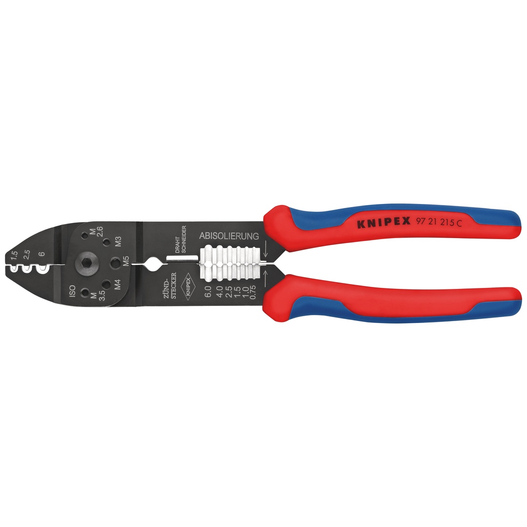 Knipex Crimpzange, mit Mehrkomponenten-Hüllen, schwarz lackiert 230 mm, Dorn-Crimp