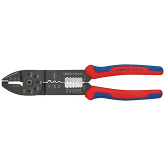 Knipex Crimpzange, mit Mehrkomponenten-Hüllen, schwarz lackiert 240 mm, Oval-Crimp, Dorn-Crimp