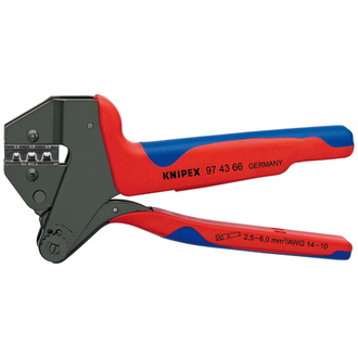 Knipex Crimp-Systemzange für auswechselbare Crimpeinsätze Crimp-Systemzange für MC4 Multi-Connect-Verbinder (bis 6 mm²), mit Mehrkomponenten-Hüllen, b