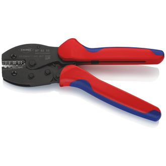 Knipex PreciForce Crimpzange, mit Mehrkomponenten-Hüllen, brüniert, 220 mm (SB-Karte/Blister), W-Crimp