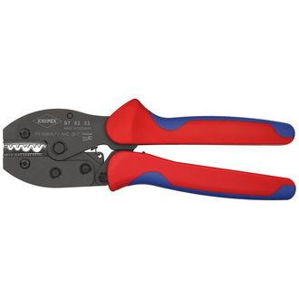 Knipex PreciForce Crimpzange, mit Mehrkomponenten-Hüllen, brüniert, 220 mm, W-Crimp