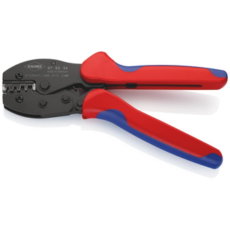 Knipex PreciForce Crimpzange, mit Mehrkomponenten-Hüllen, brüniert, 220 mm (SB-Karte/Blister), F-Crimp