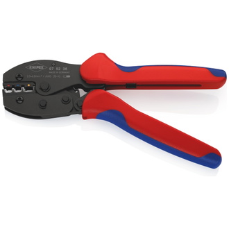 Knipex PreciForce Crimpzange, mit Mehrkomponenten-Hüllen, brüniert, 220 mm (SB-Karte/Blister), Oval-Crimp