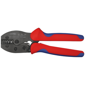 Knipex PreciForce Crimpzange, mit Mehrkomponenten-Hüllen, brüniert, 220 mm, Trapez-Crimp