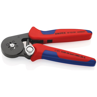 Knipex Selbsteinstellende Crimpzange für Aderendhülsen mit Seiteneinführung, mit Mehrkomponenten-Hüllen, brüniert, 180 mm (SB-Karte/Blister), Art.Nr.