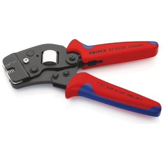 Knipex Selbsteinstellende Crimpzange für Aderendhülsen mit Fronteinführung, mit Mehrkomponenten-Hüllen, brüniert, 190 mm (SB-Karte/Blister), Art.Nr. 9
