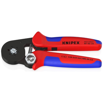Knipex Selbsteinstellende Crimpzange für Aderendhülsen mit Seiteneinführung, mit Mehrkomponenten-Hüllen, brüniert, 180 mm (SB-Karte/Blister), Art.Nr.