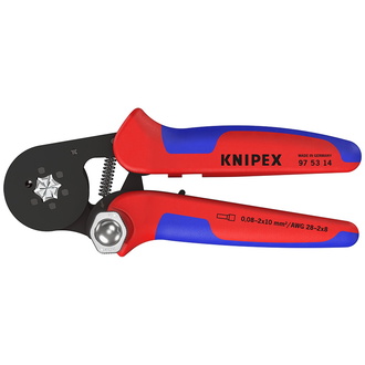 Knipex Selbsteinstellende Crimpzange für Aderendhülsen mit Seiteneinführung, mit Mehrkomponenten-Hüllen, brüniert, 180 mm, Art.Nr. 97 53 14