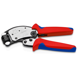 Knipex Twistor T Selbsteinstellende Crimpzange für Aderendhülsen mit drehbarem Crimpkopf, mit Mehrkomponenten-Hüllen, verchromt 200 mm