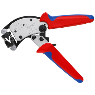 Knipex Twistor T Selbsteinstellende Crimpzange für Aderendhülsen mit drehbarem Crimpkopf, mit Mehrkomponenten-Hüllen, verchromt 200 mm