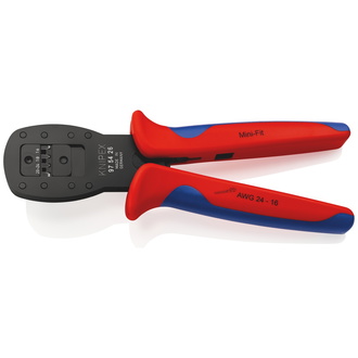 Knipex Crimpzange für Miniaturstecker Parallelcrimp Zum Vercrimpen von Steckern der Serie Mini-Fit von Molex LLC, mit Mehrkomponenten-Hüllen, brüniert