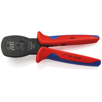 Knipex Crimpzange für Miniaturstecker Parallelcrimp für Stecker der Serie Micro-Fit von Molex LLC, mit Mehrkomponenten-Hüllen, brüniert, 190 mm