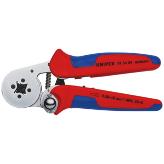 Knipex Selbsteinstellende Crimpzange für Aderendhülsen mit Seiteneinführung, mit Mehrkomponenten-Hüllen, verchromt 180 mm, Art.Nr. 97 55 04