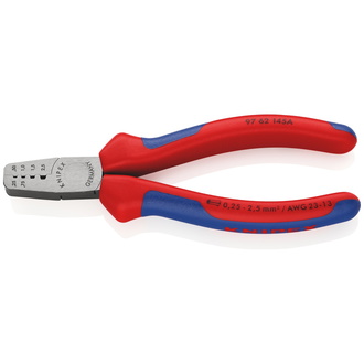 Knipex Crimpzange für Aderendhülsen, mit Mehrkomponenten-Hüllen, 145 mm