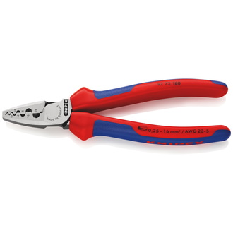 Knipex Crimpzange für Aderendhülsen, mit Mehrkomponenten-Hüllen, 180 mm