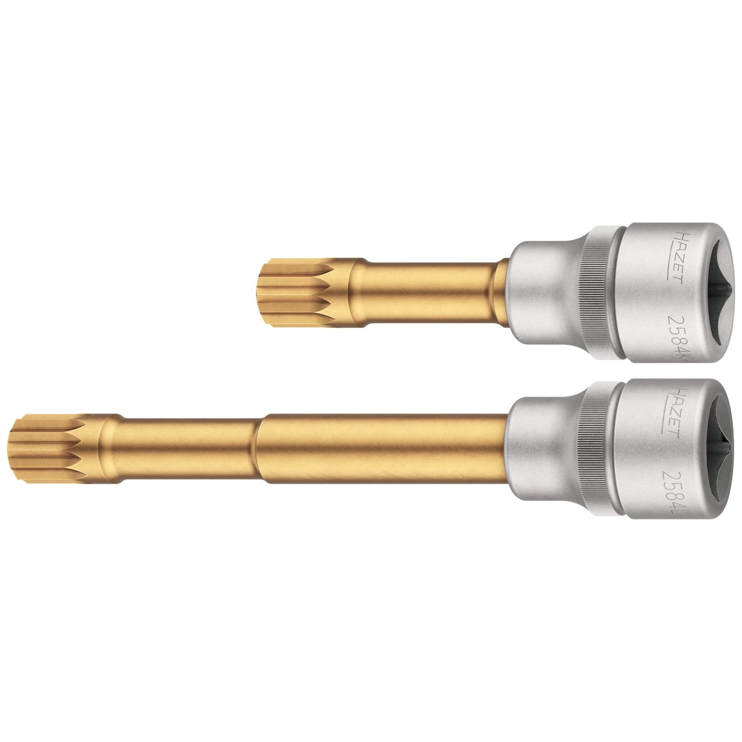 Hazet Schraubendreher-Steckschlüsseleinsatz Satz 1/2 (12,5 mm) Vierkant hohl, Innen Vielzahn Profil XZN, 2-tlg., SW M12