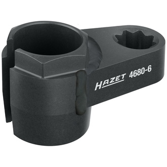 Hazet Abgassonden Einsatz 4680-6, 1/2" (12,5 mm) Doppel-Vierkant hohl, Außen Sechskant Profil, SW 24 mm