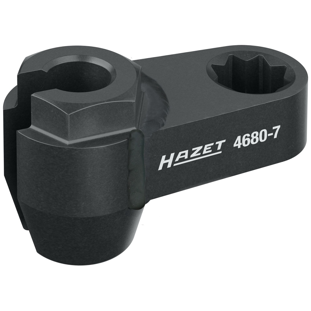 Hazet Abgassonden Einsatz 4680-7, 1/2 (12,5 mm) Doppel-Vierkant hohl, Außen Sechskant Profil, SW 14 mm