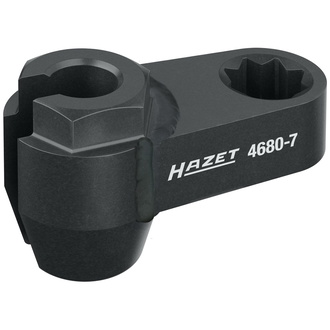 Hazet Abgassonden Einsatz 4680-7, 1/2" (12,5 mm) Doppel-Vierkant hohl, Außen Sechskant Profil, SW 14 mm