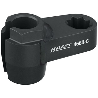 Hazet Abgassonden Einsatz 4680-8, 1/2" (12,5 mm) Doppel-Vierkant hohl, Außen Sechskant Profil, SW 17 mm