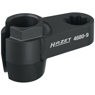 Hazet Abgassonden Einsatz 4680-9, 1/2" (12,5 mm) Doppel-Vierkant hohl, Außen Sechskant Profil, SW 19 mm