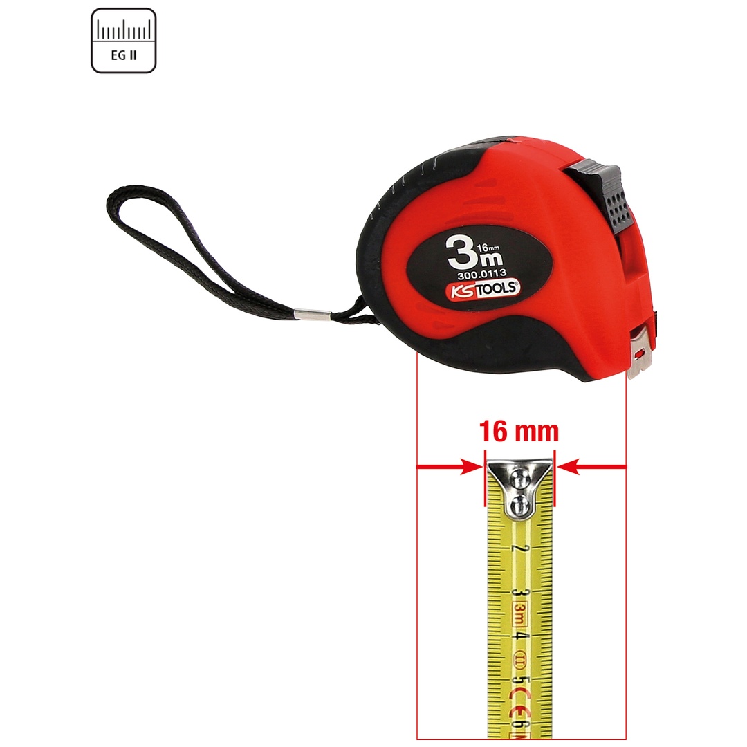 KS Tools Bandmaß mit Feststeller,schwarz-rot, 3m