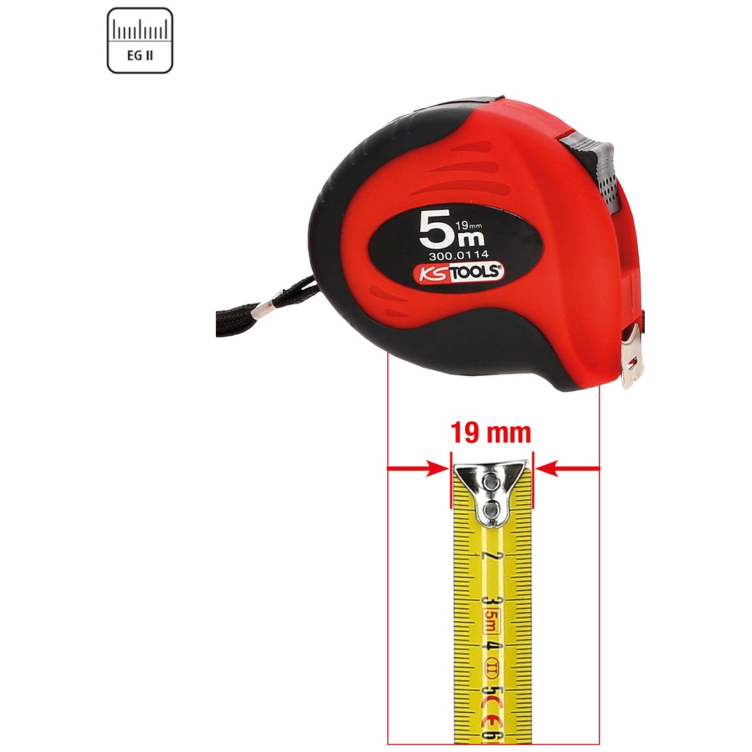 KS Tools Bandmaß mit Feststeller,schwarz-rot, 5m, 19 mm