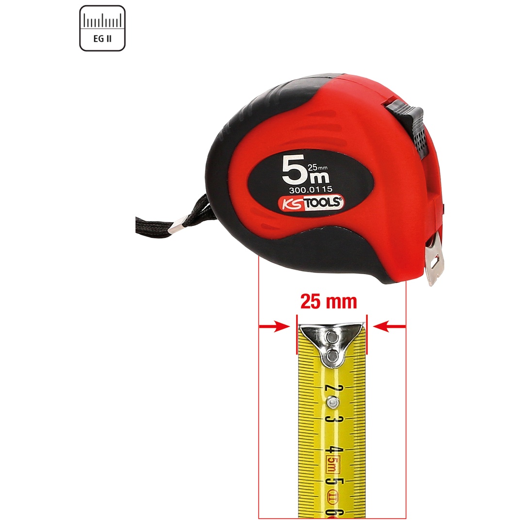 KS Tools Bandmaß mit Feststeller,schwarz-rot, 5m, 25 mm