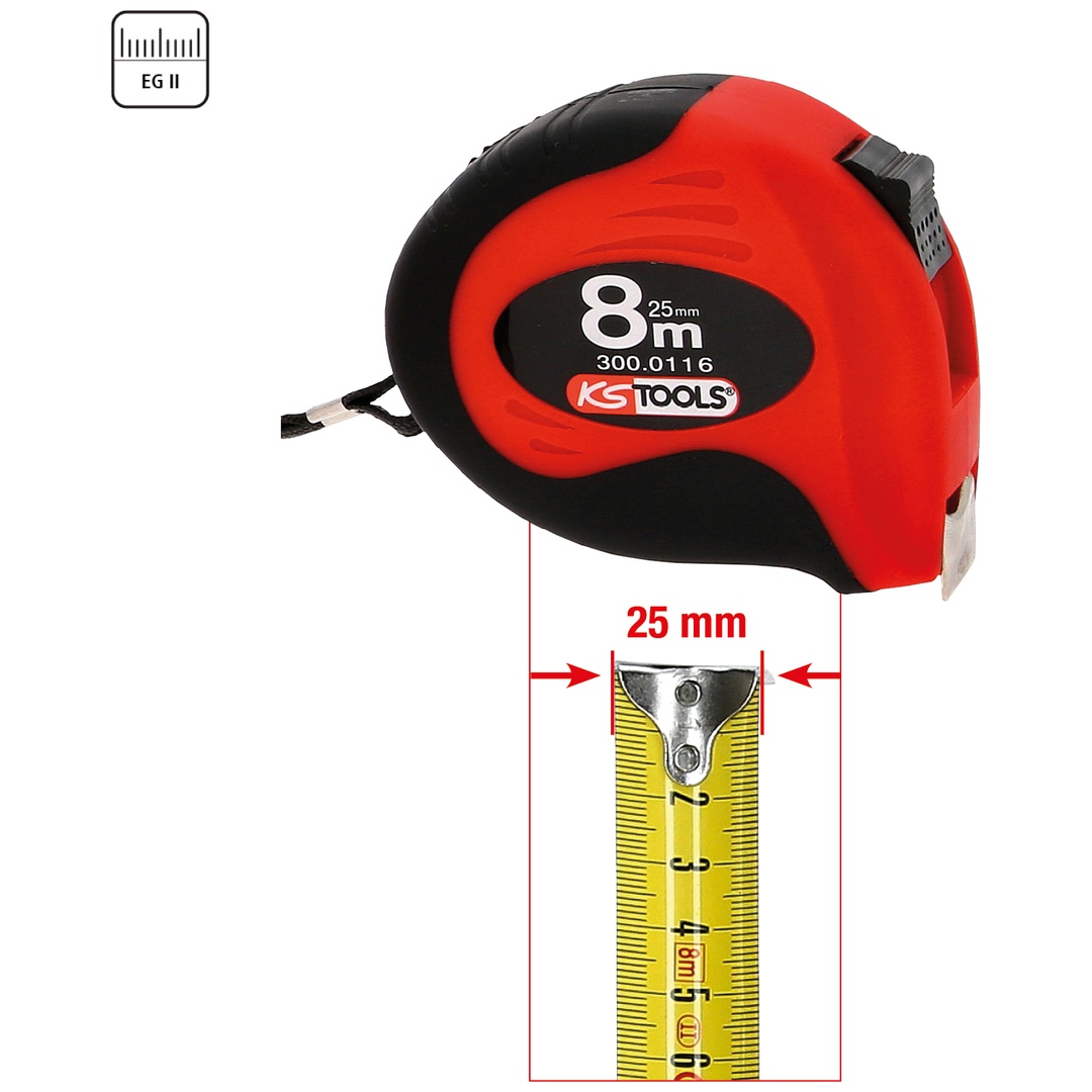 KS Tools Bandmaß mit Feststeller,schwarz-rot, 8m