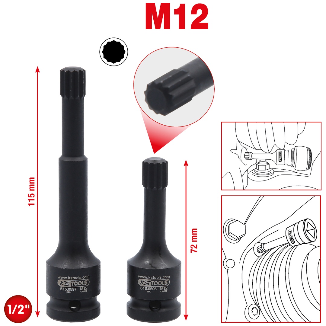 KS Tools 1/2 Spezial-Kraft-Bit-Stecknuss-Satz Vielzahn, 2-tlg