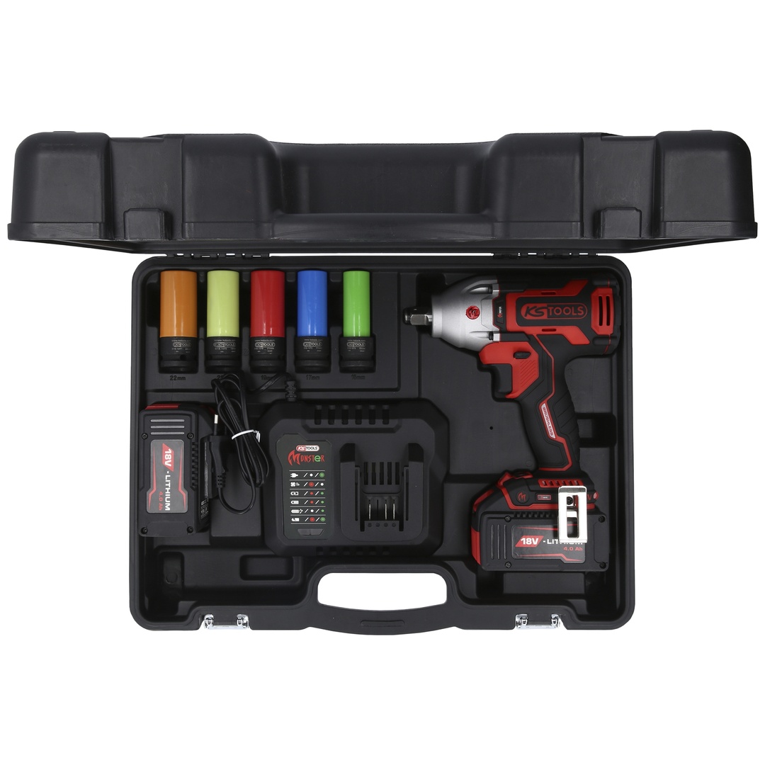 KS Tools eMONSTER 1/2 Brushless-Akku-Schlag-Schrauber-Satz, 9-tlg