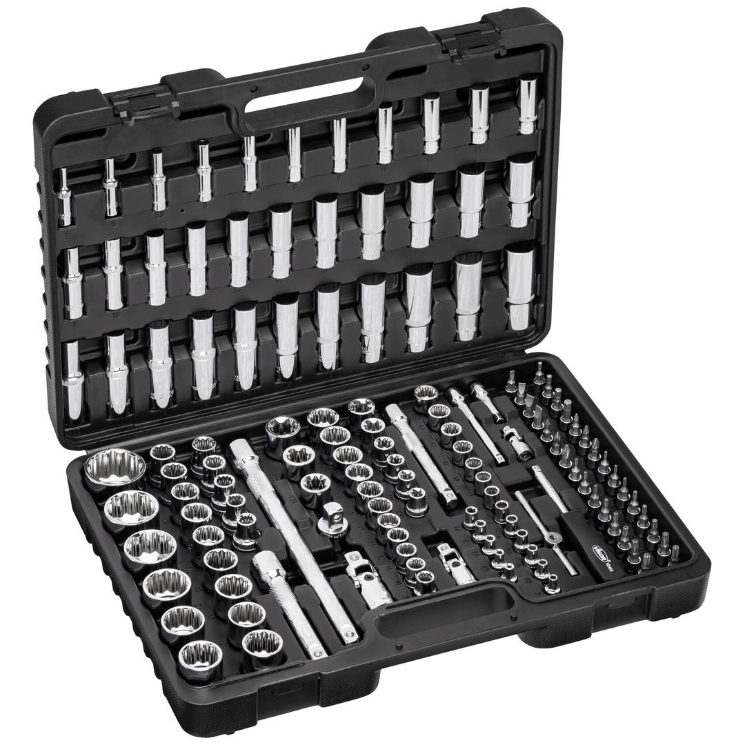VIGOR Steckschlüssel Satz, 1/4 (6,3 mm) Vierkant hohl, 3/8 (10 mm) Vierkant hohl, 1/2 (12,5 mm) Vierkant hohl, Außen Doppelsechskant Profil, Außen