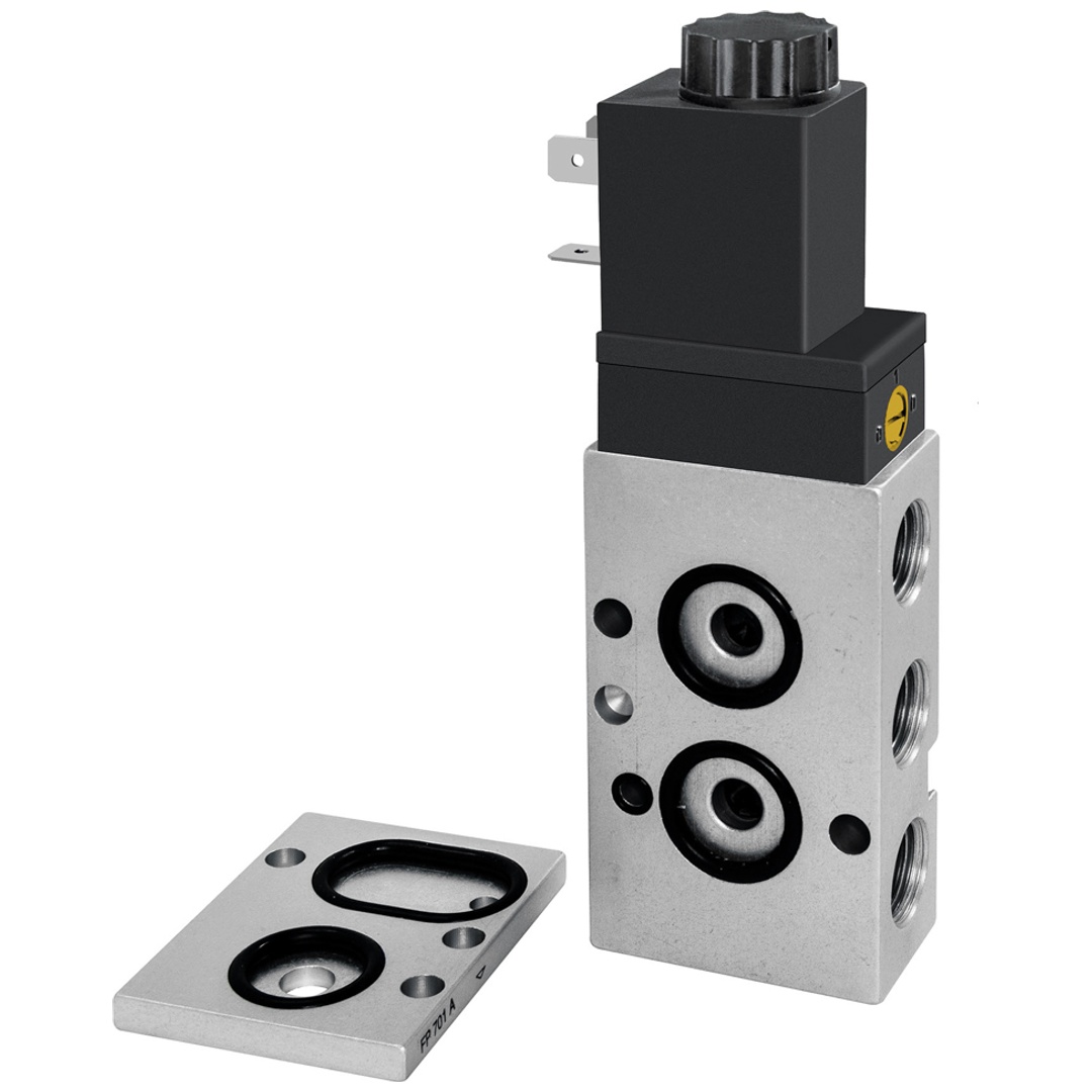 Riegler 3/2-5/2-Wegeventil, NAMUR, Federrückstellung, G 1/4, 24 V DC