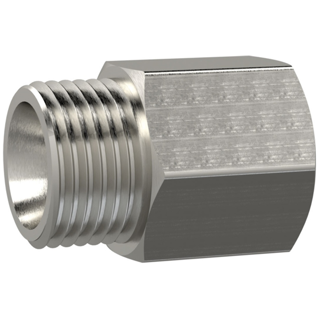 Riegler Reduziernippel, lang, G 1/4 a., G 1/4 i., SW 17, Edelstahl 1.4571