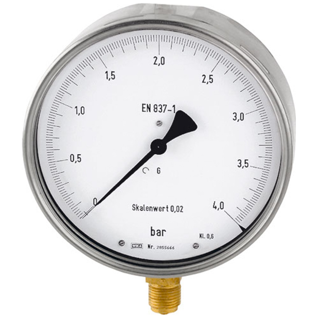 Riegler Feinmessmanometer, G 1/2 radial unten, 0 - 10,0 bar, Ø 160