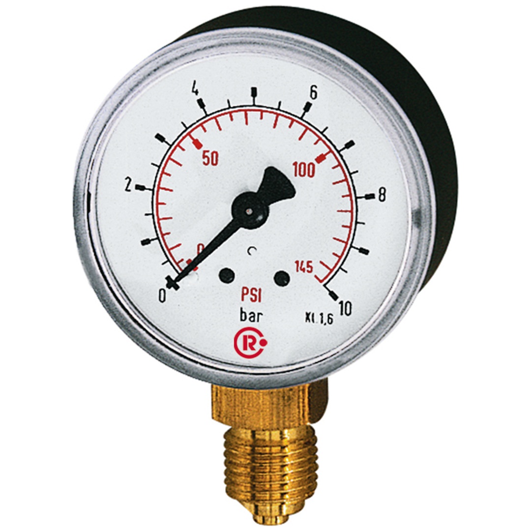 Riegler Standardmanometer, Kunststoff, G 1/8 unten, 0 - 10,0 bar/145 psi, Ø 40