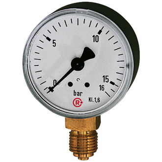 Riegler Standardmanometer, Stahlblechgeh., G 1/4 unten, 0-10,0 bar, Ø 50