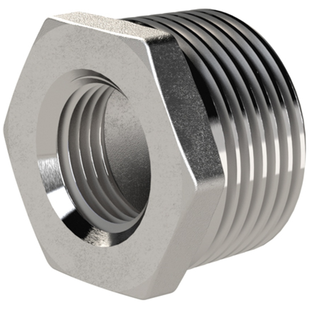 Riegler Reduziernippel, R 1/4 AG, Rp 1/8 IG, SW 15, ES 1.4408