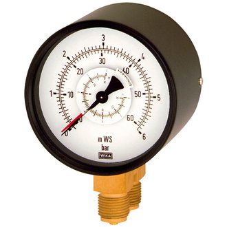 Riegler Differenzdruckmanometer, 2x G 1/2 unten, parallel, 0 - 2,5 bar, Ø 100