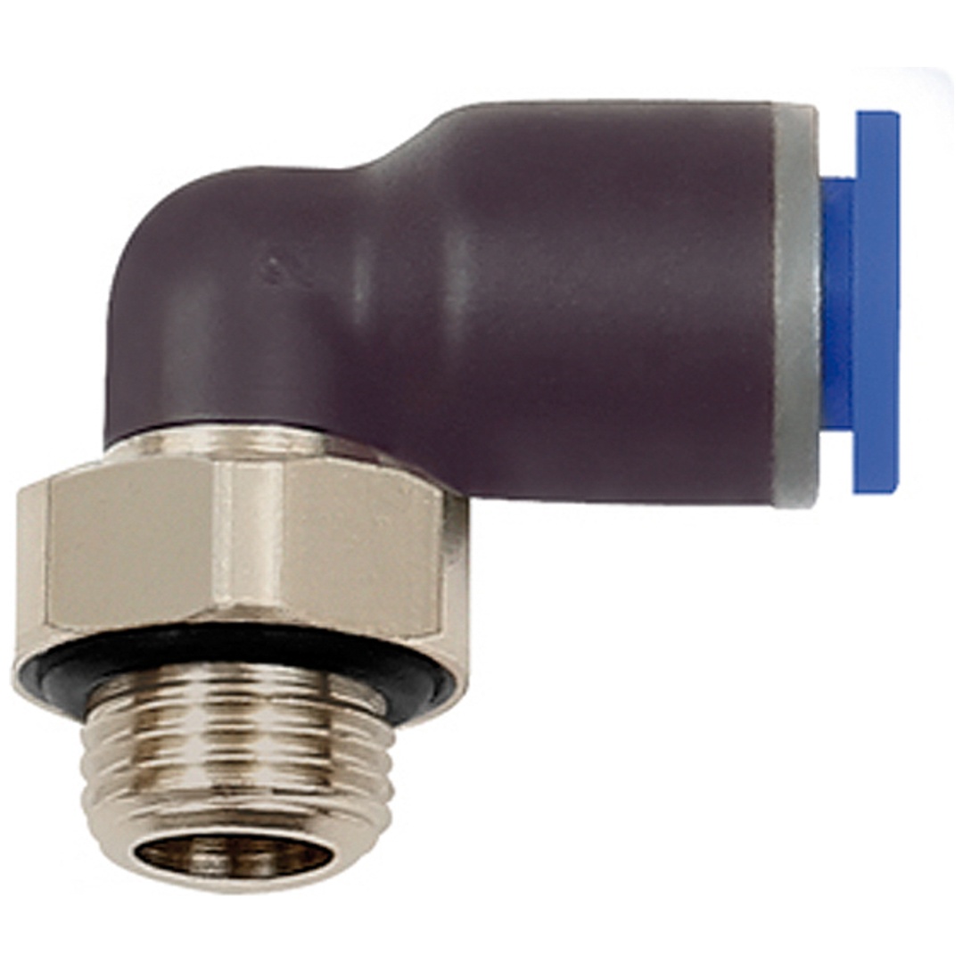 Riegler L-Steckverschraubung Blaue Serie, drehbar, G 3/8 a, Schlauch-Ø 12