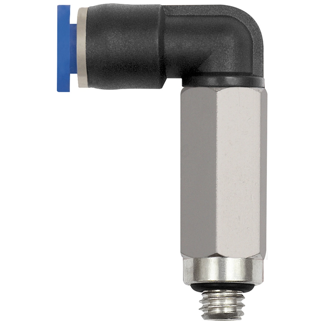 Riegler L-Steckverschraubung »Blaue Serie« mini, lang, drehbar, M5, Ø 6 mm, Art.Nr. 127.005-6M