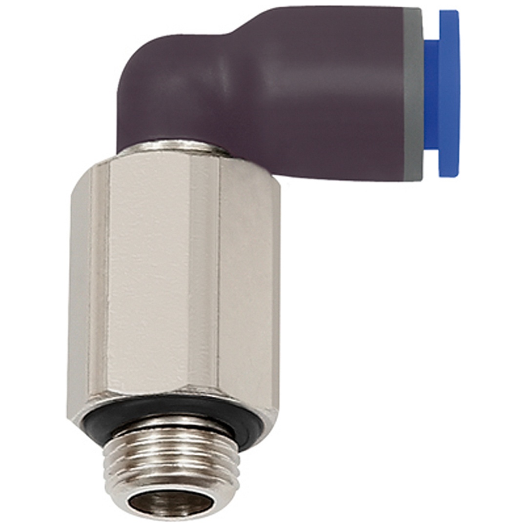 Riegler L-Steckverschraubung »Blaue Serie« lang, drehbar, M5 außen, Ø 6mm
