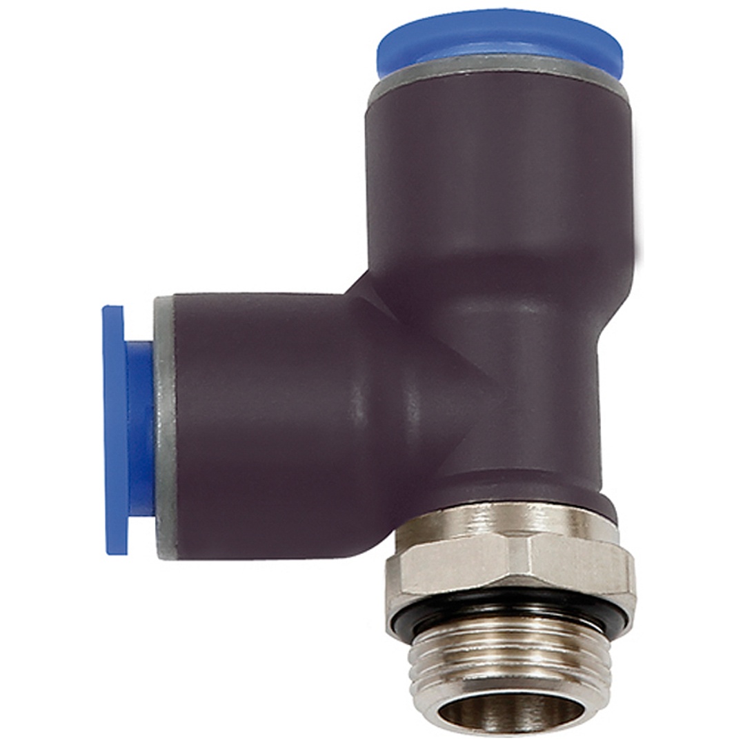 Riegler T-Steckverschraubung Blaue Serie, L-Form, drehbar, G 1/2 a., Schlauch-Ø 10