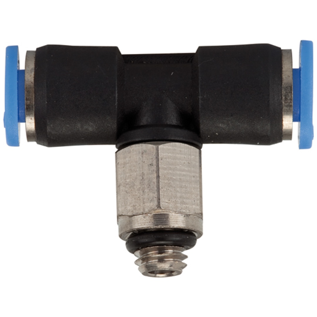 Riegler T-Steckverschraubung »Blaue Serie« mini, drehbar, M6, Ø 3 mm