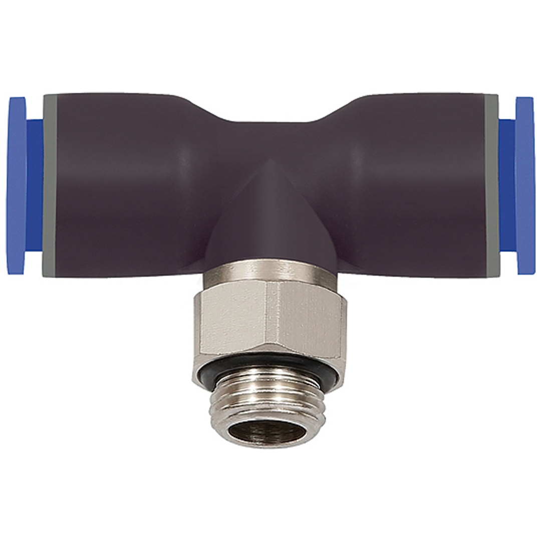 Riegler T-Steckverschraubung Blaue Serie, drehbar, G 1/4 a, Schlauch-Ø 10